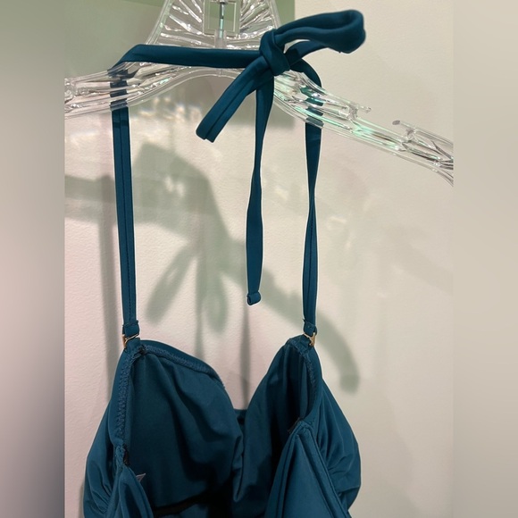 Shade & Shore Teal Once Piece Bathing Suit Size XL Tie Neck and Back - Picture 6 of 13